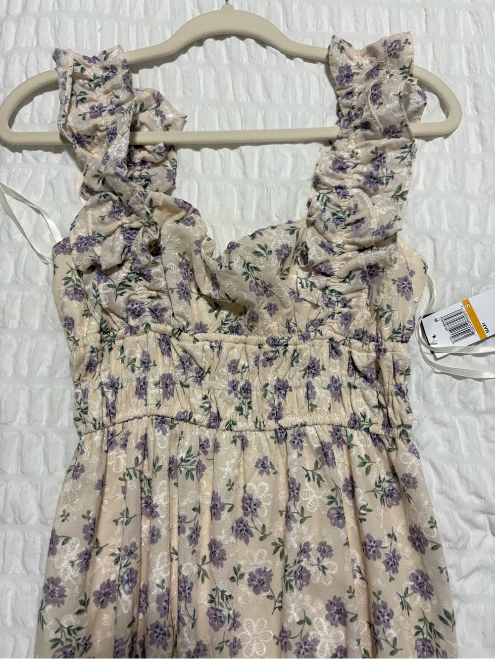 City Studio Cream Maxi Dress with Purple Floral Print